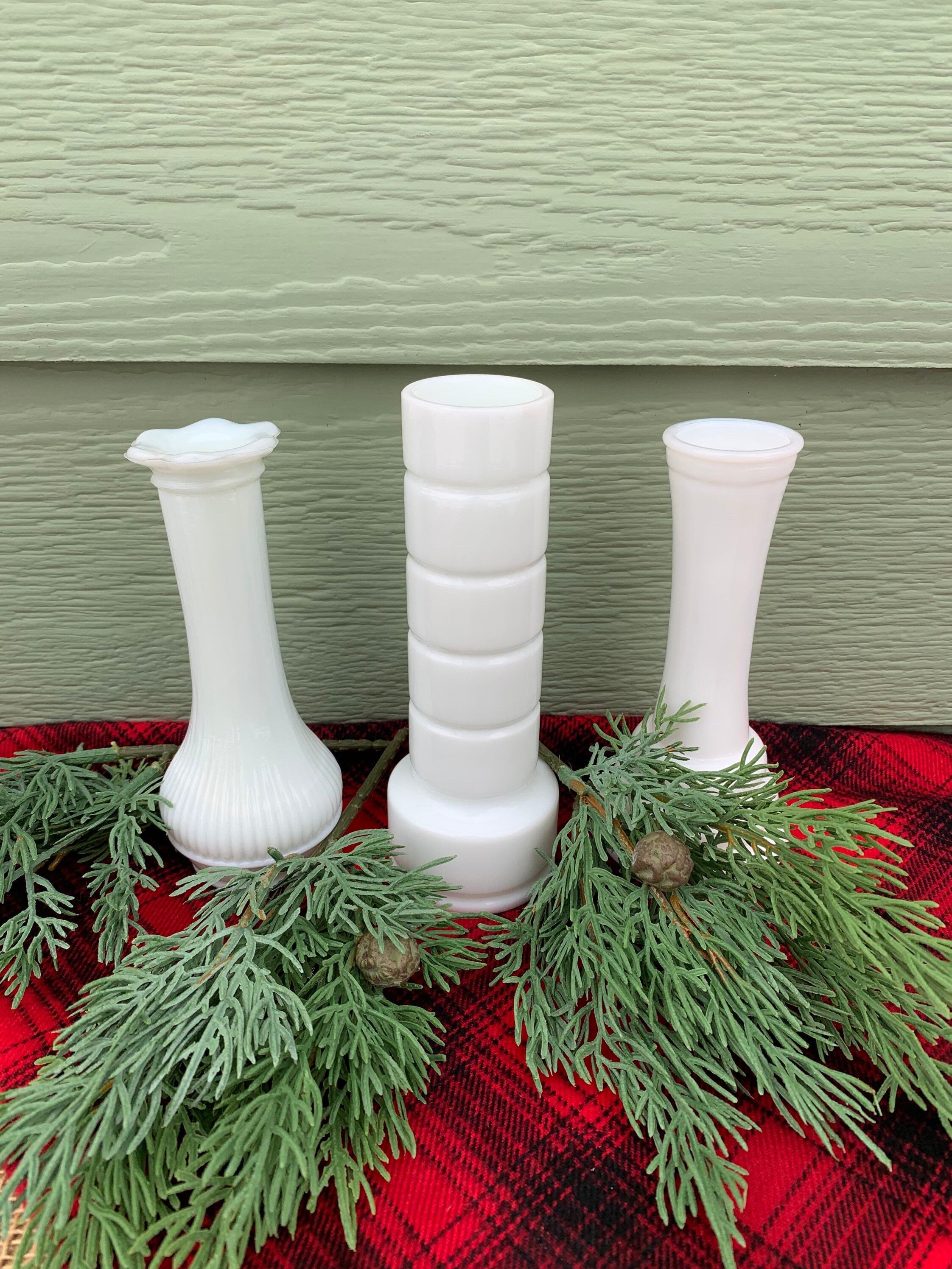 Milk Glass Vase Set White Bud Flower Wedding Small Simple Etsy Hong Kong