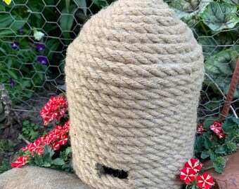 Bee skep decorative handmade Jute rope honey bee cute country farmhouse style brown  farm non functional strictly display