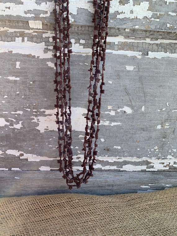 Seed Bead Necklace Natural Brown Hippie Boho Retr… - image 1