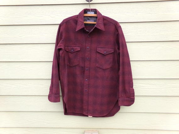 Pendleton Burgundy Navy 100% Virgin Wool Flannel … - image 1