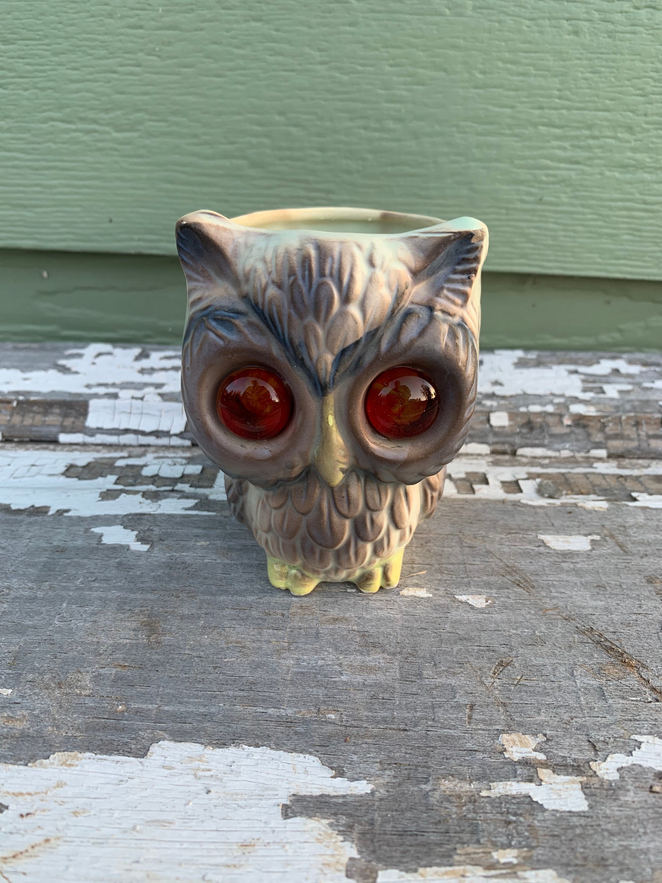 DEATH NYC BC352 新品額付き Owl Candleholder Tea Light Red Eye Glowing Vintage Mid