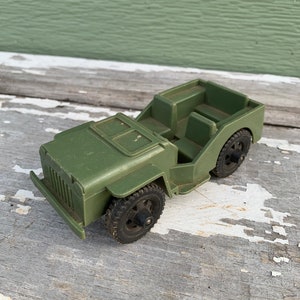 Jeep Army Green Timmee Plastic Toy Vehicle Small Olive Willys Military Miniature Vintage Tim-mee USA Kids Boys