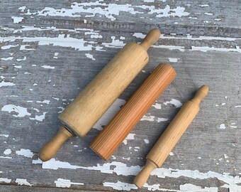 Rolling Pin Play Doh Toy Baking kitchen Wood Wooden Vintage Playdoh Toddler Small Miniature Tiny Tool Utensil Playhouse Cooking Make Believe