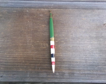 Fishing Bobber Green Striped Stripe Nautical Fish Old Antique Vintage Cabin Plastic White Red Yellow Long Narrow Float