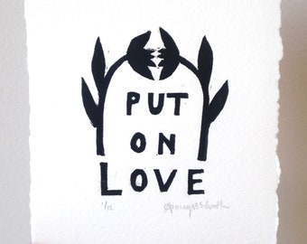 Put on Love Linocut Print