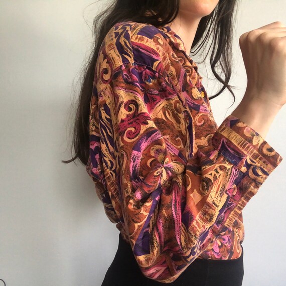Vintage Button Down with Wildly fun Pattern