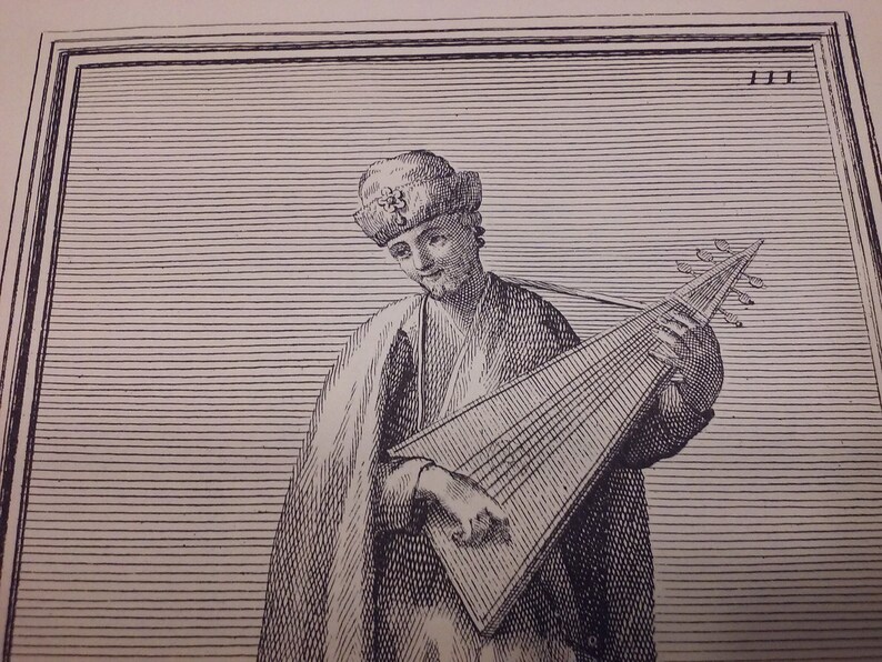 Plate 70 Arnold van Westerhout Salterio Persiano Psaltery Player The Gabinetto Armonico Original Copper Engraving
