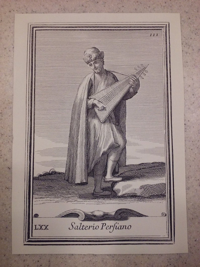 Plate 70 Arnold van Westerhout Salterio Persiano Psaltery Player The Gabinetto Armonico Original Copper Engraving
