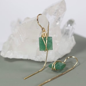 Jade earrings talisman 14k gold filled