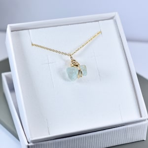Aquamarine stone necklace, talisman