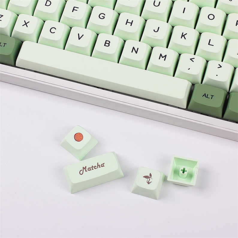 Matcha Green Tea Keycaps Set English Legends 104 20 PBT Etsy España