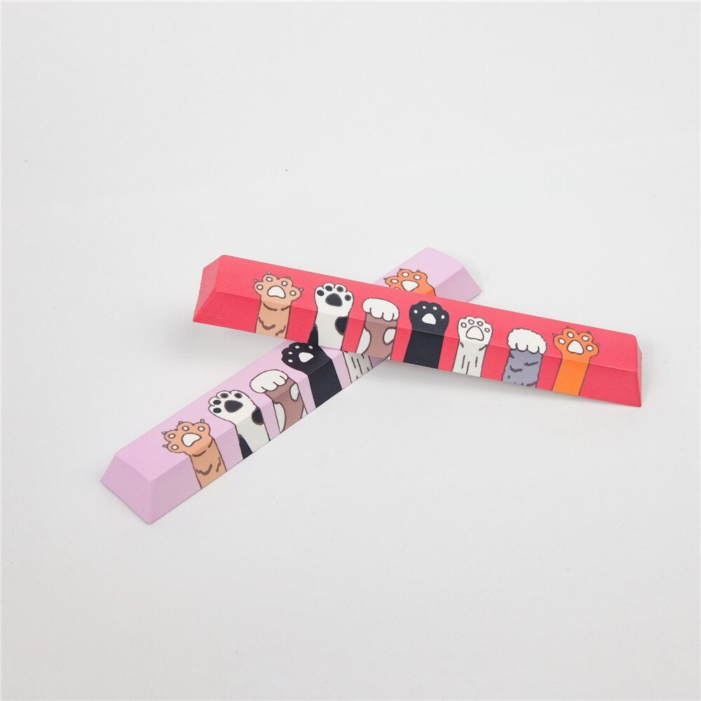 Red or Pink Cartoon Paws Dye-Scubbed 6.25U Cherry Profile Space Bar K…