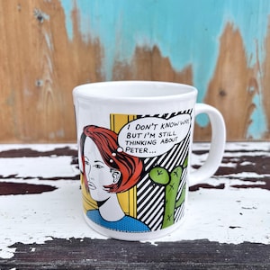 Staffordshire retro pop art mug / Roy Lichtenstein style comic pop art/ English vintage / Collectible / Coffee tea cup / Made in England