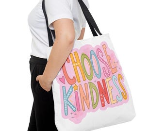 Choose Kindness Tote Bag, Inspirational Bag, Eco-friendly Shopping Tote, Gift for Friends, Kindness Themed Merchandise