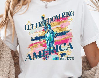 Womens 4th of July Shirt, Summer TShirt, Independence Day Shirt, Retro July 4th Shirt, Patriotic TShirt, USA Pride Shirt, Womens America Tee