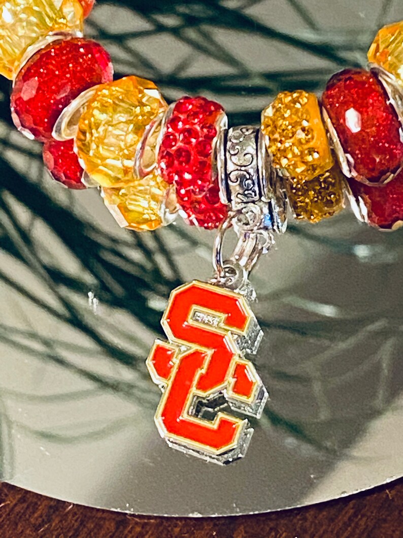 USC Inspired European Charm Bracelet Trojans March Madness Etsy