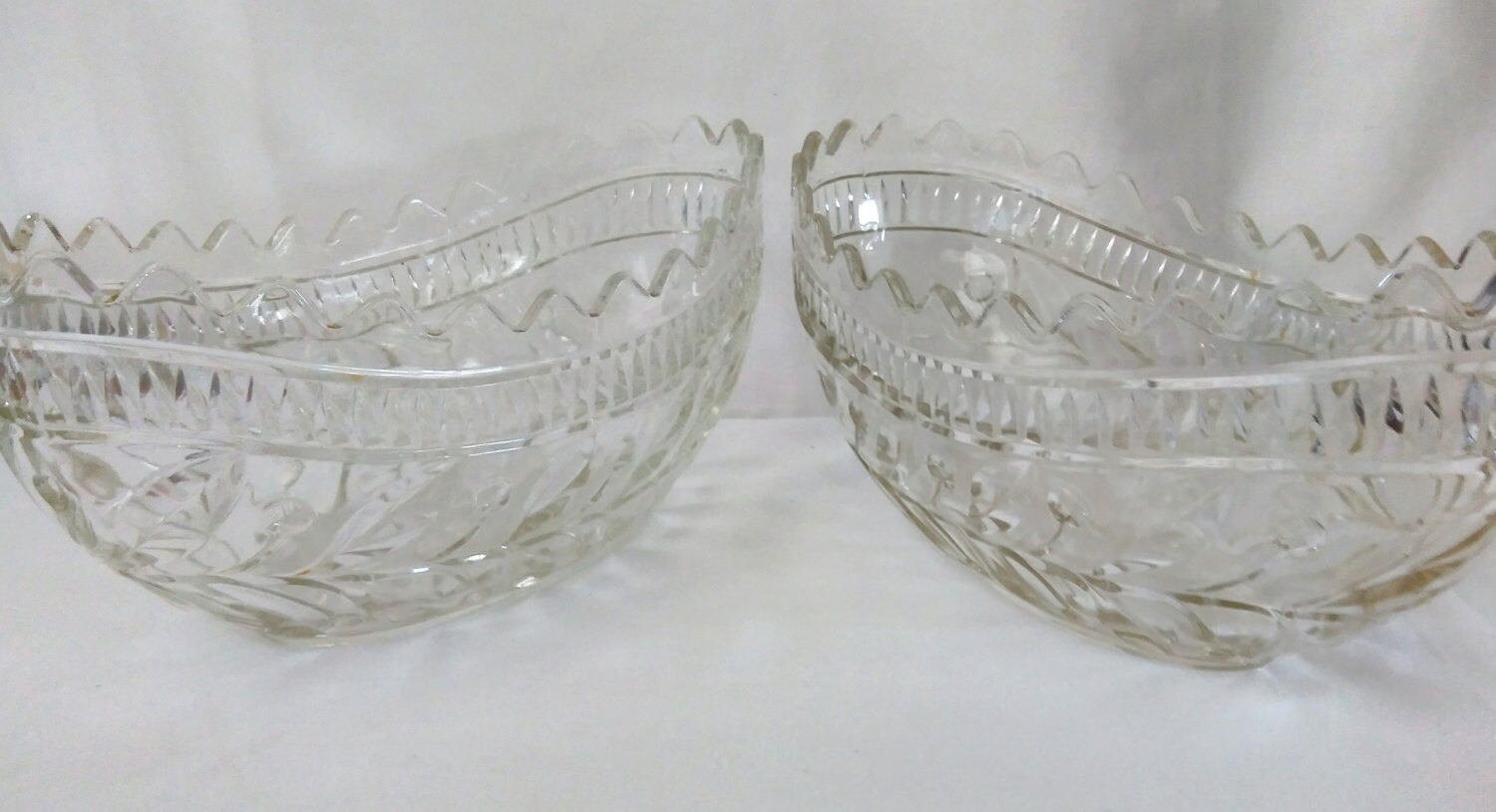 2 Vintage Large Cut Glass Fruit Bowls. Mid Century Glass Fruit Etsy