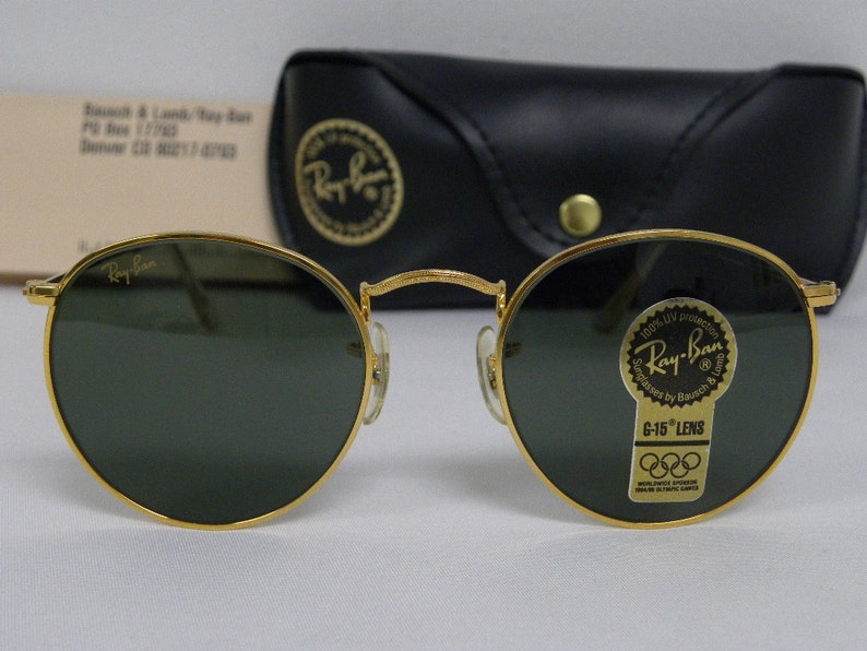 new vintage b & l ray ban round metal or g-15 49mm lunettes | etsy