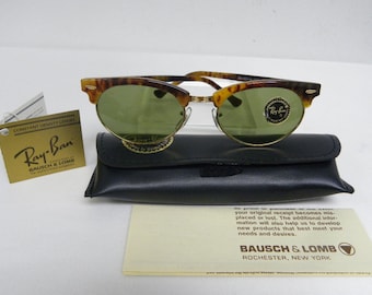 New Vintage B&L Ray Ban Clubmaster Oval Blonde Tortoise W1265 USA Wayfarer Sunglasses USA NOS