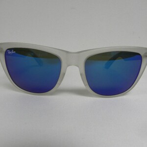 New Vintage B&L Ray Ban Wayfarer II Matte Crystal Frosted Blue Mirror W0945 Sunglasses USA image 2