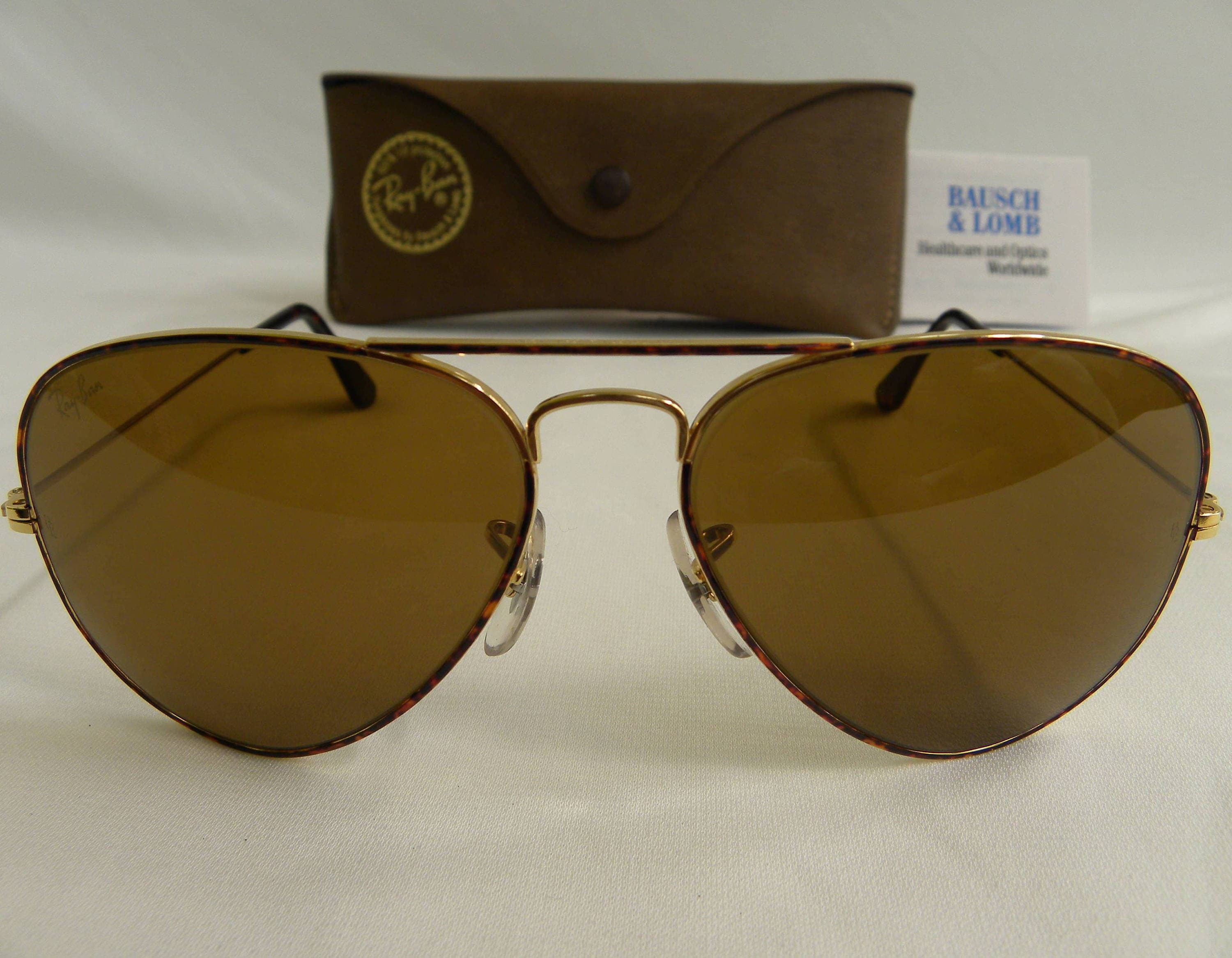 New Vintage B&L Ray Ban Large Metal Tortoise Gold B-15 Brown 58mm