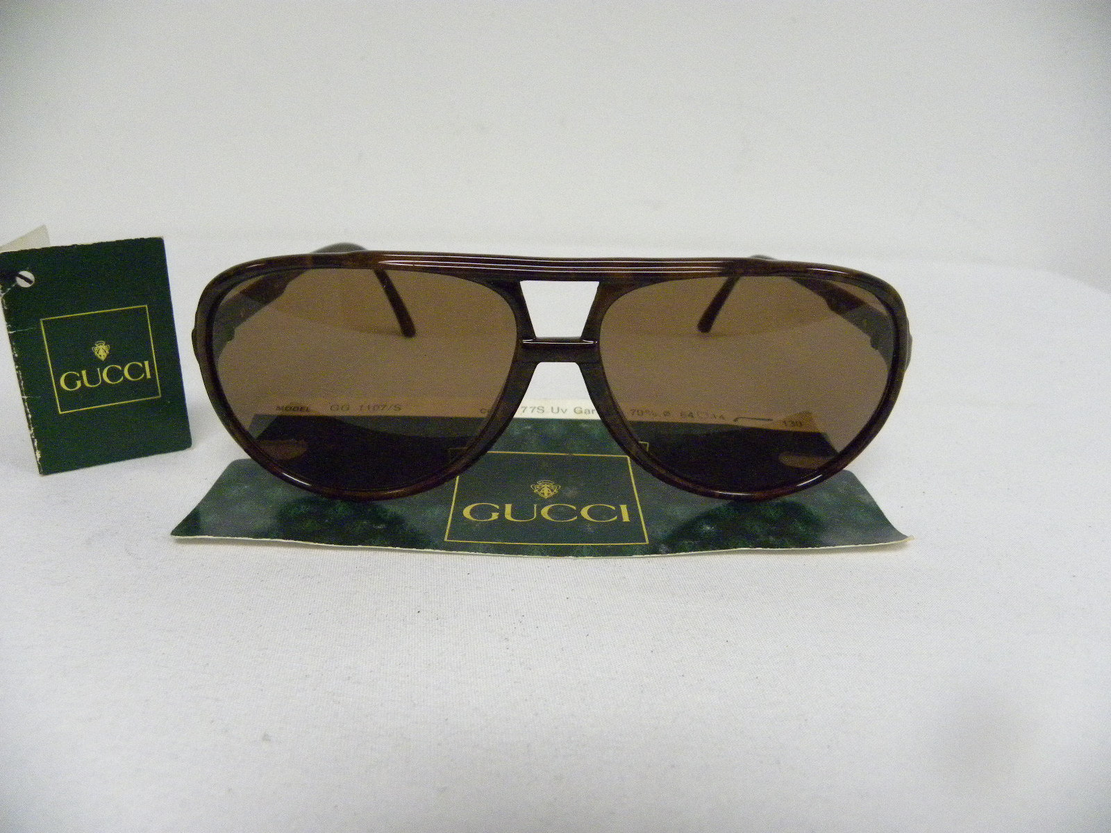 New Vintage Gucci 1107/S 76S Dark Brown Aviator Italy 