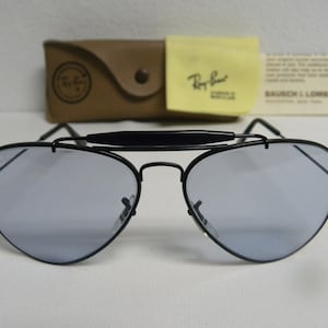 New Vintage B&L Ray Ban Outdoorsman Black Changeable Blue Aviator Sunglasses USA
