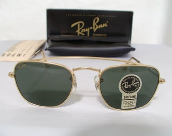 New Vintage b&l Ray Ban Classic Collection Style 5 with Brace Gold W1344 Square Caravan Aviator Sunglasses usa