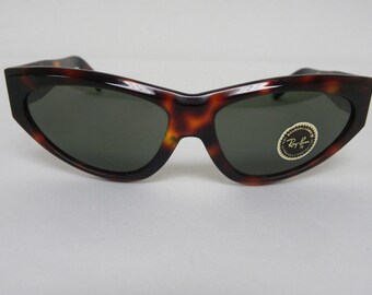 New Vintage B&L Ray Ban Onyx Style 1 Dark Tortoise W0789 Cat Eye Sunglasses NOS
