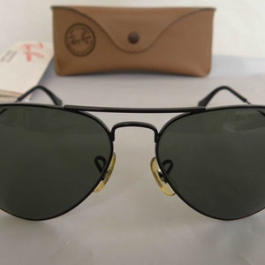 New Vintage B&L Ray Ban Large Metal Black G-15 L2823 58mm Aviator Sunglasses USA
