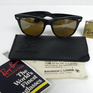 New Vintage B&L Ray Ban Wayfarer II Ebony Black B-15 TGM Top Gradient Mirror Driving 54mm W0758  Sunglasses USA nos