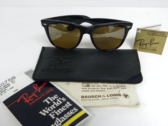 New Vintage B&L Ray Ban Wayfarer II Ebony Black B-15 TGM Top