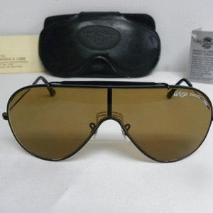 New Vintage B&L Ray Ban Wings Black Chrome Brown L1380 Bausch and Lomb Shield Aviator Sunglasses USA image 1