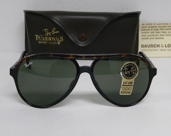 Nuevo Vintage B & L Ray Ban estilo tradicionales una tortuga negra L1668 G-15 aviador gafas de sol USA NOS