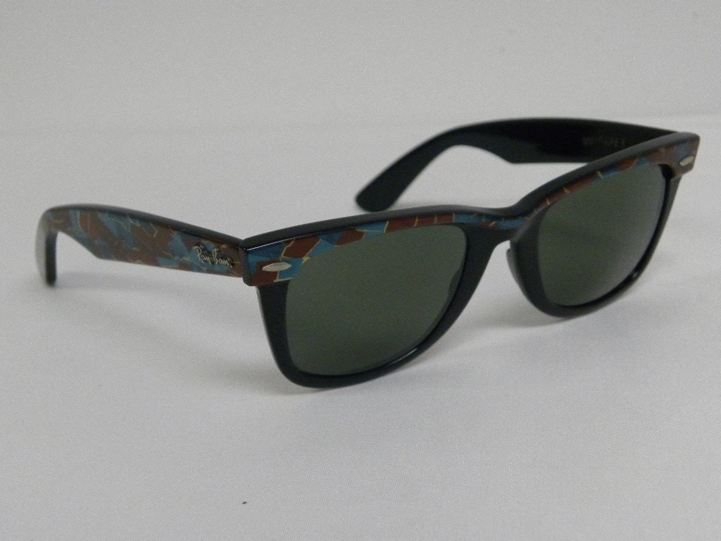 Ray-Ban Turquoise Wayfarer Sunglasses with Black Lenses Made In Italy Authentic Vintage Ray Ban Wayfarer II Mosaic Turquoise Blue Sunglasses  main image 4