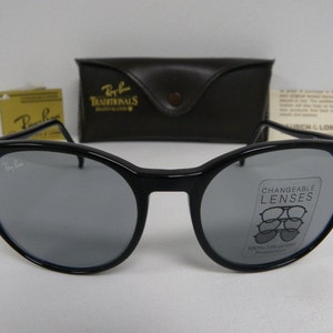 New Vintage B&L Ray Ban Traditionals Style C Black Blue/Grey Changeable Sunglasses USA