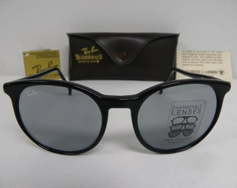 Nuevo Vintage B & L Ray Ban tradicionales estilo C negro gafas de sol intercambiables azul/gris USA