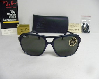 New Vintage B&L Ray Ban Small Cats 4000 Blue G-15 W0539 Square Sunglasses USA