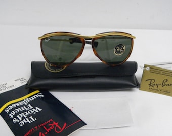 New Vintage B&L Ray Ban Olympian Aviator Arista Gold Tortoise W0640  Sunglasses USA
