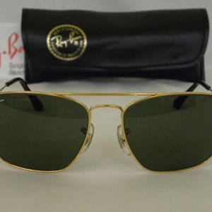 New Vintage B&L Ray Ban Fashion Metal V Gold G-15 Square Caravan Aviator Sunglasses USA NOS
