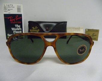 New Vintage B&L Ray Ban Traditionals Style B Blond Tortoise G-15 L1673 59mm Aviator Sunglasses USA