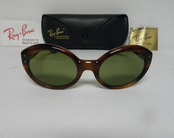 新品 ヴィンテージ B&L レイバン レトロ ビウィッチング ブロンド トータス RB-3 グリーン W0958 サングラス nos