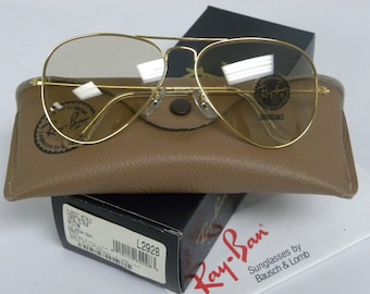 New Vintage B&L Ray Ban Large Metal Gold Changeable Brown L2928  Aviator Sunglasses usa