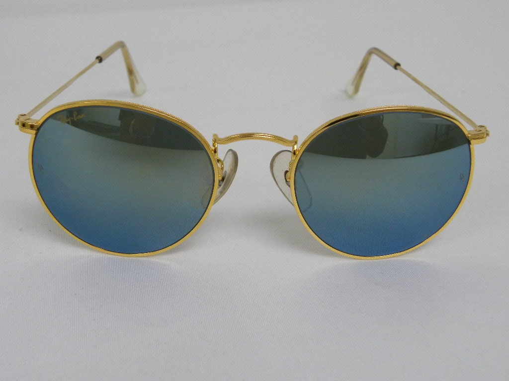 新品 ヴィンテージ B&L レイバン ラウンド メタル ゴールド ブルー