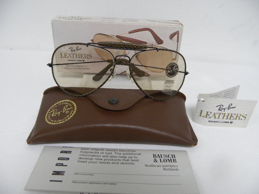 New Vintage B&L Ray Ban Leathers Outdoorsman II Black Brown New Vintage B&L Ray Ban Leathers Outdoorsman II Black Brown