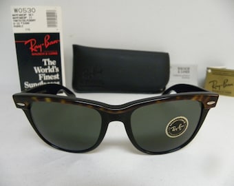 New Vintage B&L Ray Ban Wayfarer II Tortoise Ebony Black W0530 Sunglasses USA NOS