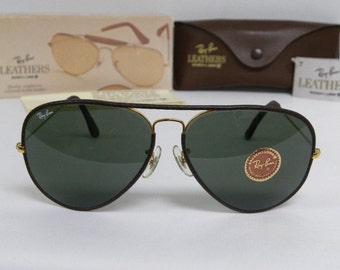 Nuevo II Metal Vintage B & L Ray Ban grandes cueros Arista marrón oro L1645 62mm Aviator gafas de sol USA