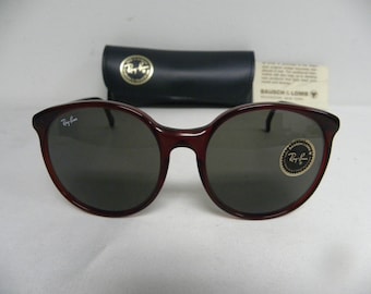 New Vintage B&L Ray Ban Traditionals Trish Wine Tint W0345 Round Oversize Women Sunglasses Nos