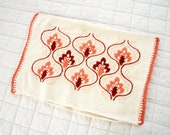 VINTAGE 1970s Crewel Paisley Floral Handmade Pillow Case Needlepoint Decorative Throw Pillow Embroidered Accent Lumbar Pillow Case