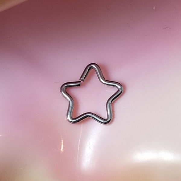 16G Titanium star seamless ring for tragus, daith and other cartilage piercings G23